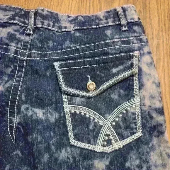 Acid-Wash Jeans with Embellished Back Pockets by Rebel 25 Denim - Picture 5 of 11